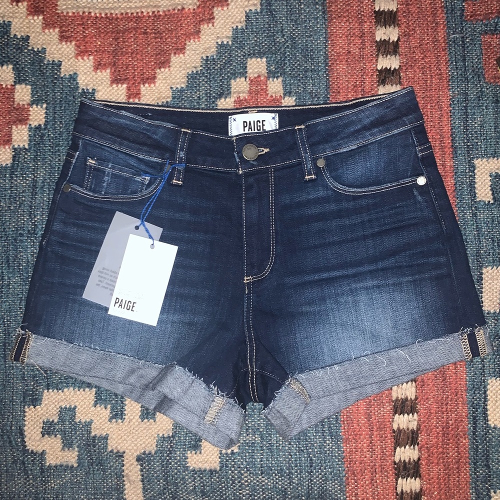 NWT Paige Jimmy Jimmy Jean Shorts Dark Wash